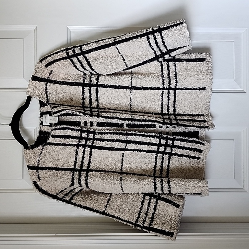 Chico's Cleo Plaid Open Cardigan, Size 1, super soft!